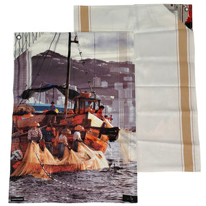 Junk and Fishing in the Harbour Tea Towel Set